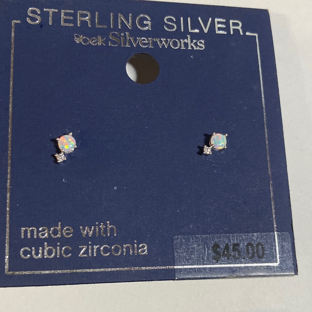 Sterling Opal Stud Earrings and matching necklace
